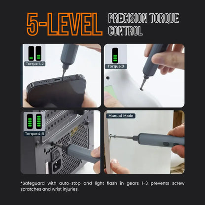 5-level precision electric screwdriver used on phone, electronics, and home projects