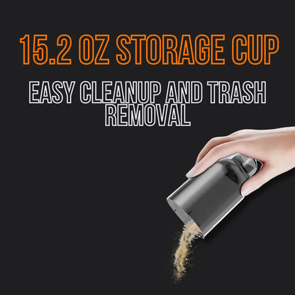 Hand emptying 15.2 oz vacuum storage cup for easy cleanup and trash removal