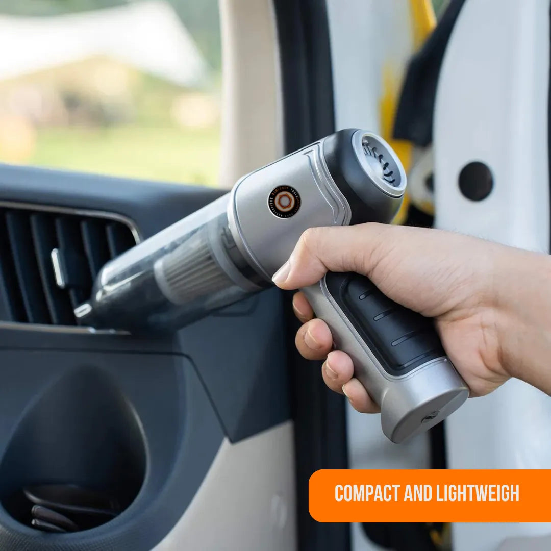 Handheld compact car vacuum cleaning air vent inside vehicle, lightweight design