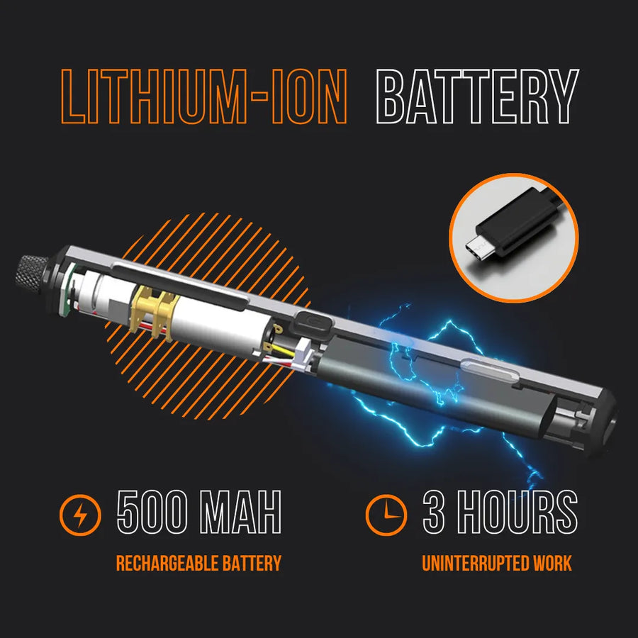 Lithium-ion battery electric mini drill with 500mAh rechargeable power and USB charging
