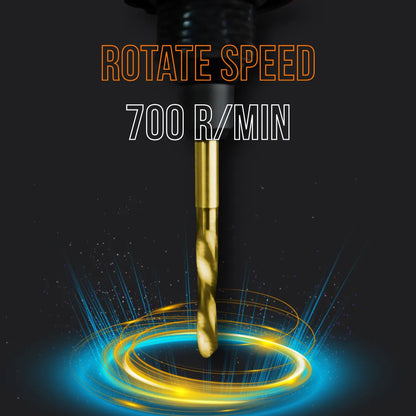 Electric mini drill bit with 700 RPM rotate speed text and glowing swirl effect