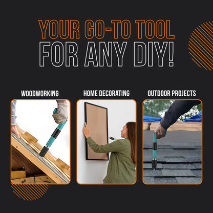 Multi-use DIY tool for woodworking, home decorating, and outdoor projects, shown in action.
