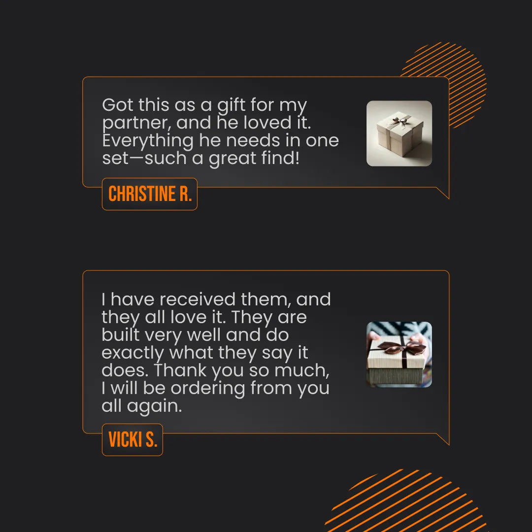 Customer reviews for DIY gift bundle set with gift box images on dark background