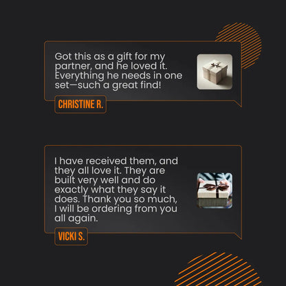 Customer reviews for DIY gift bundle set with gift box images on dark background