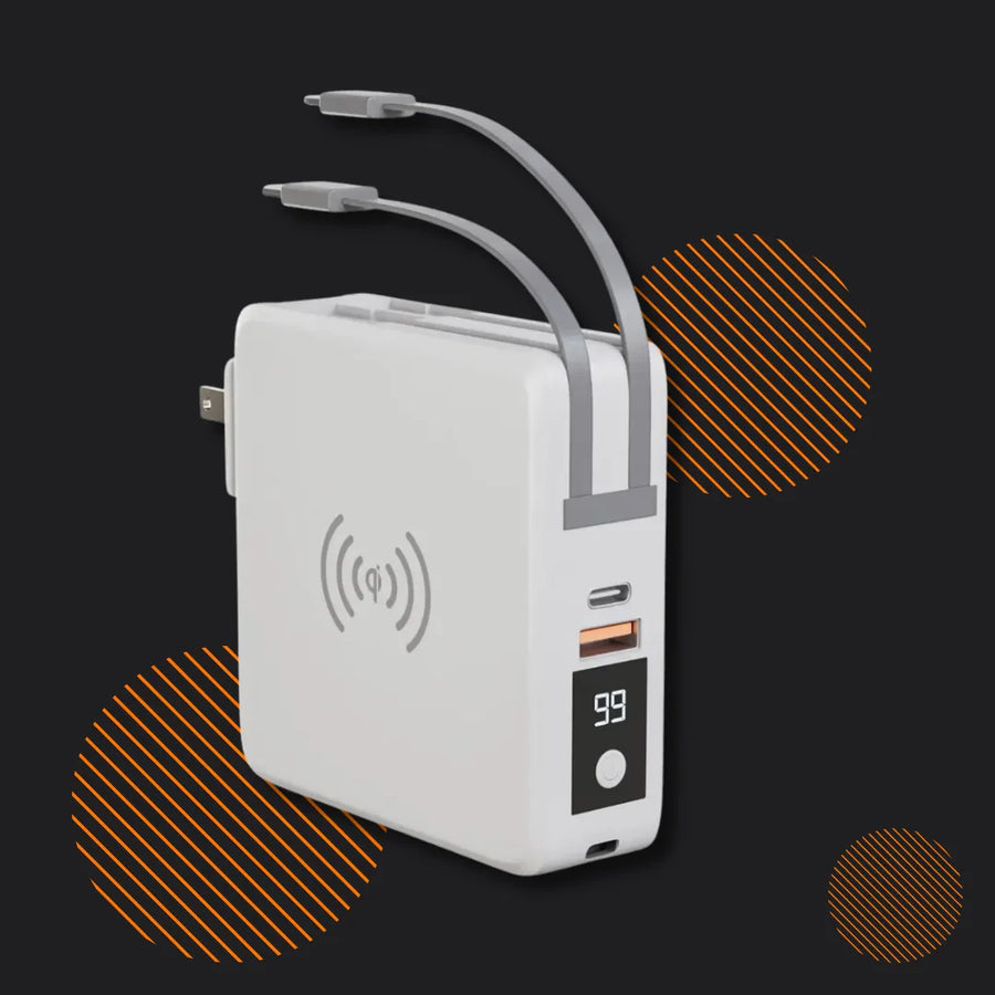 Almighty ChargeStation 15 multi-port charger with digital display and built-in cables