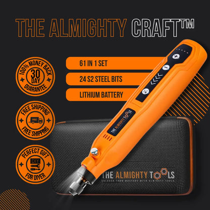 Orange Almighty Craft electric screwdriver tool set with case, 24 bits, lithium battery