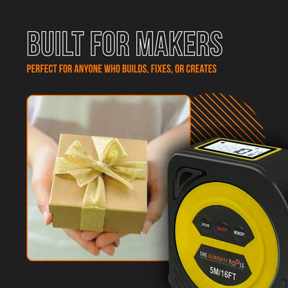 Digital tape measure 5M/16FT with LCD display, gift box, built for makers sign