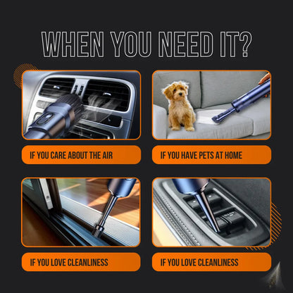 Handheld vacuum cleaning car vent, sofa, window track, and car button with pet and cleanliness focus