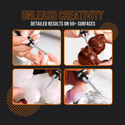 Detail engraver tool used on various surfaces, including wood, crystal, and jade carvings