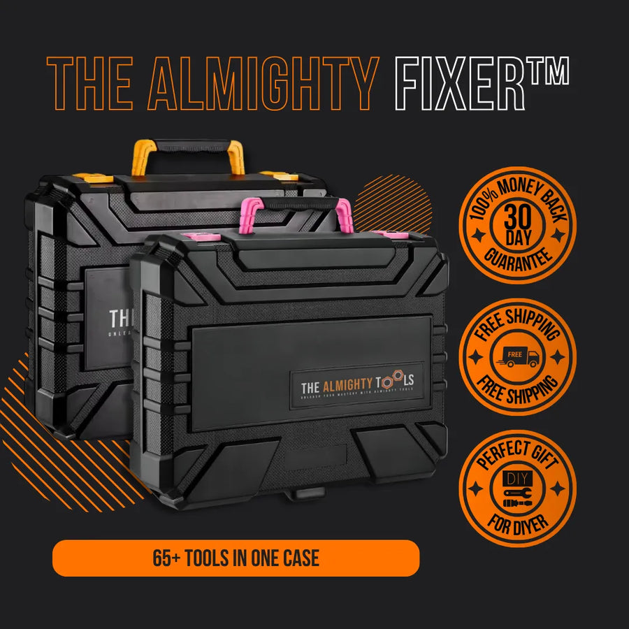 The Almighty Fixer tool cases with carry handles, 65+ tools, free shipping and 30-day guarantee