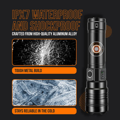 IPX7 waterproof shockproof aluminum flashlight with tough build, cold-resistant design