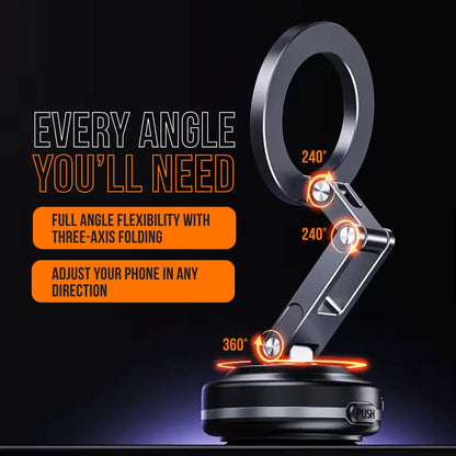 Three-axis folding phone holder with 360-degree rotation and flexible adjustment