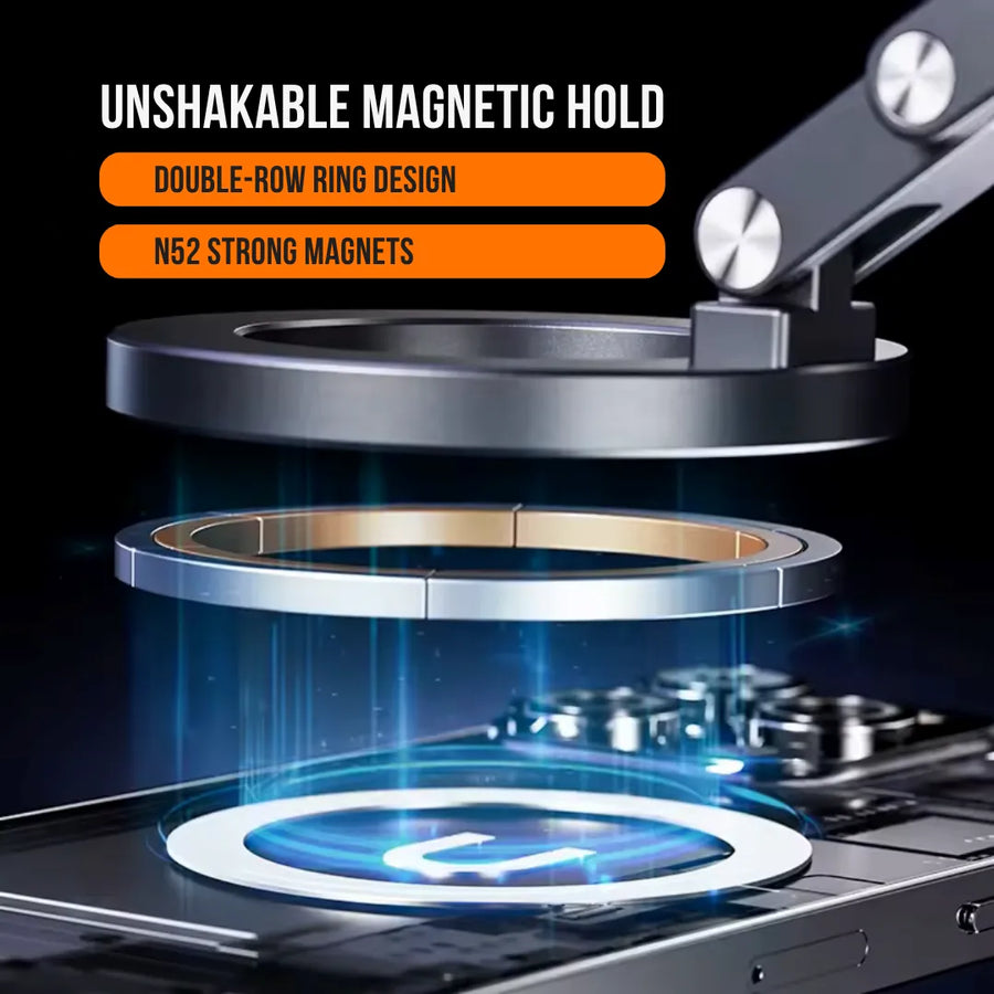 Magnetic phone mount with double-row ring design and N52 strong magnets on a smartphone