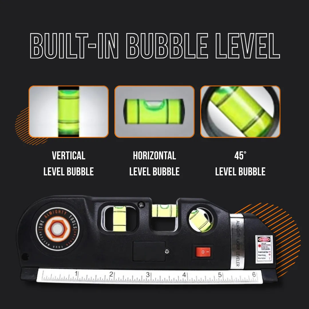 Digital leveling tool with built-in vertical, horizontal, and 45-degree bubble levels