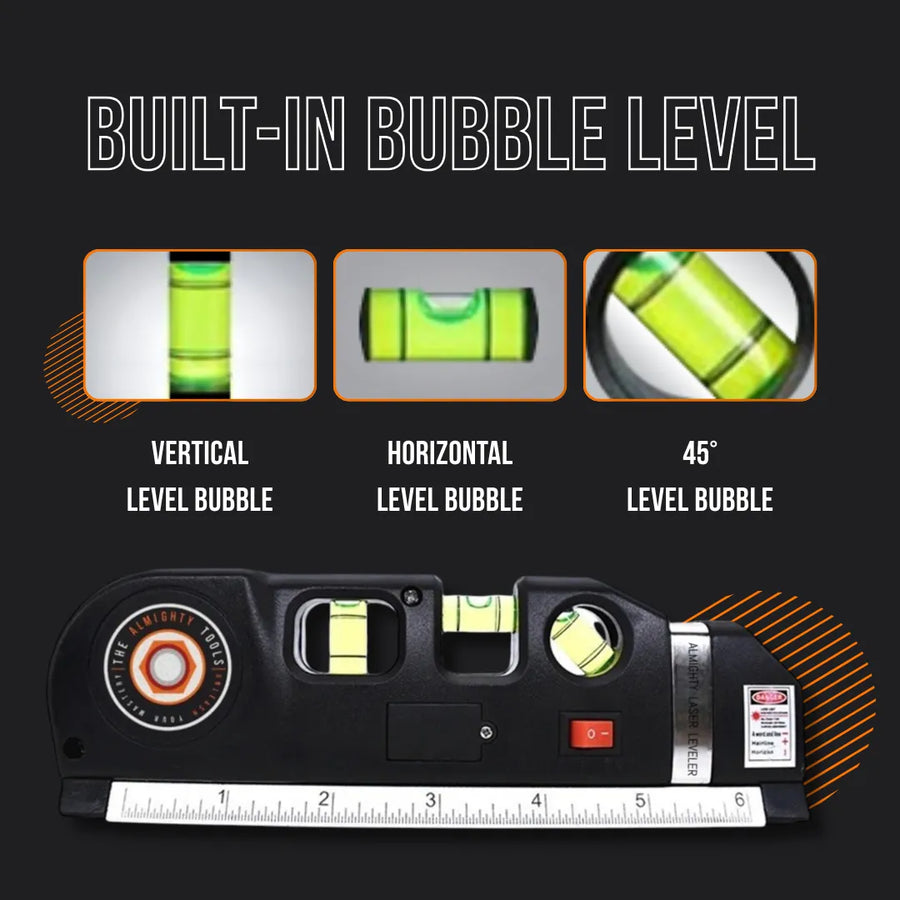 Digital leveling tool with built-in vertical, horizontal, and 45-degree bubble levels