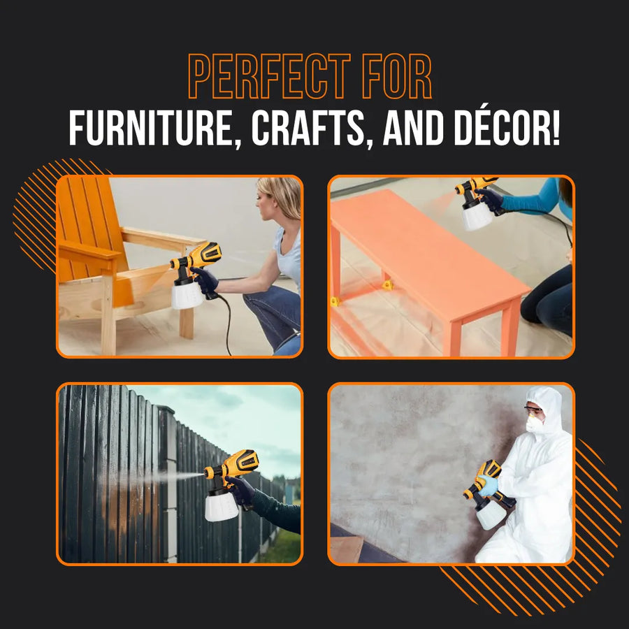 Spray paint gun used on furniture, crafts, décor, fence, and wall by different people