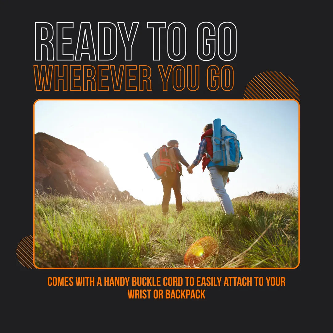 Two hikers with backpacks walking outdoors in sunlight, ready for travel and adventure gear.
