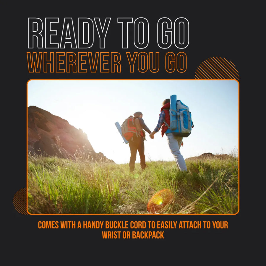 Two hikers with backpacks walking outdoors in sunlight, ready for travel and adventure gear.