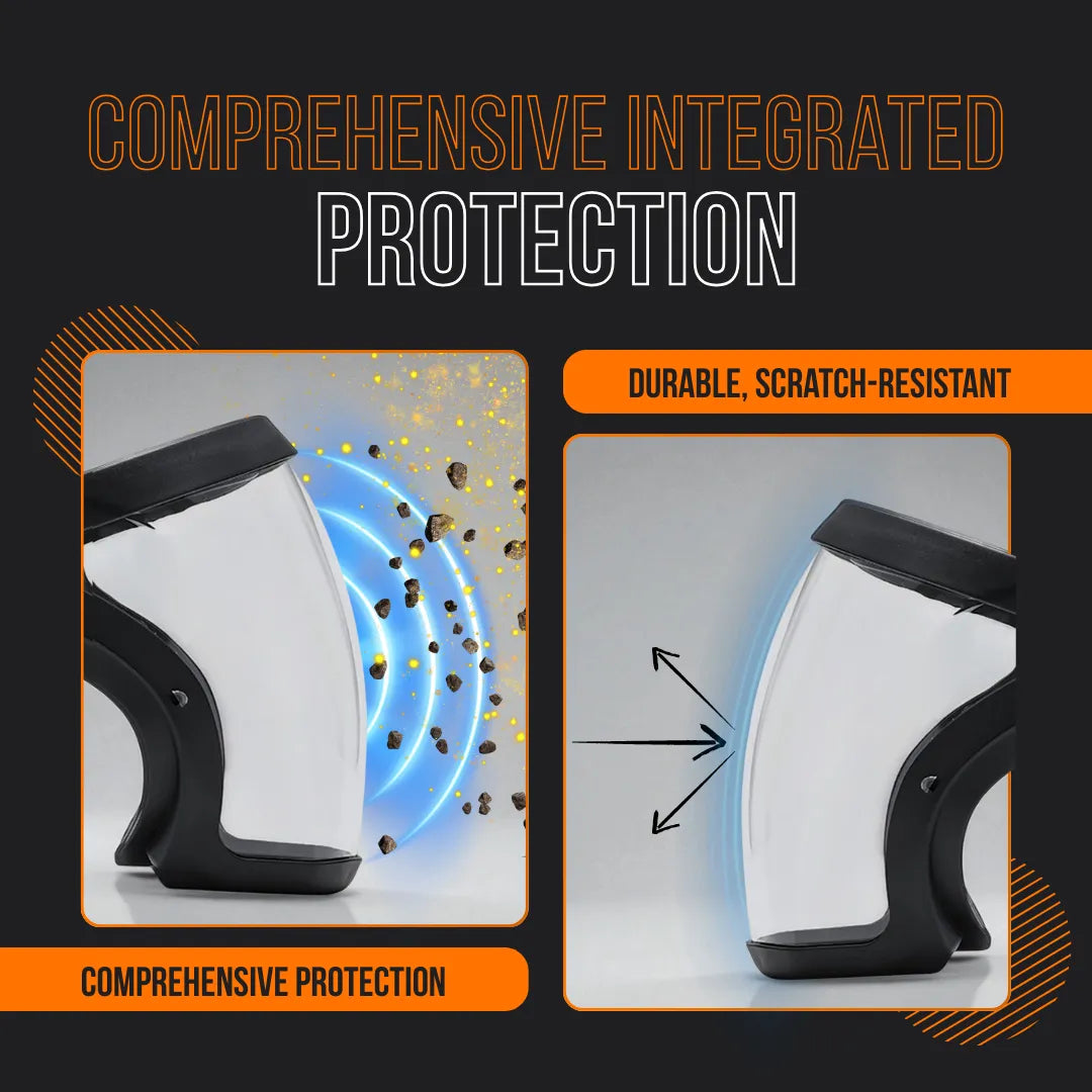 Protective face shield with black trim, durable, scratch-resistant, comprehensive protection