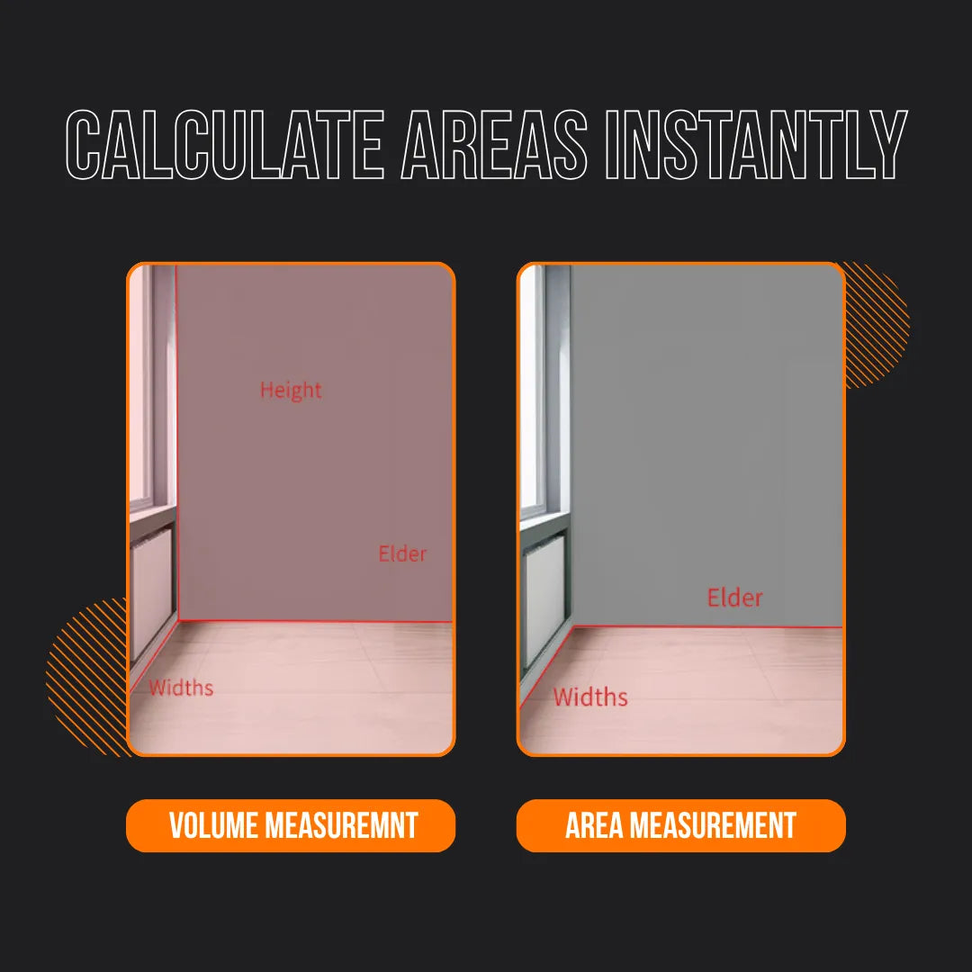Room corner area and volume measurement comparison, calculate areas instantly