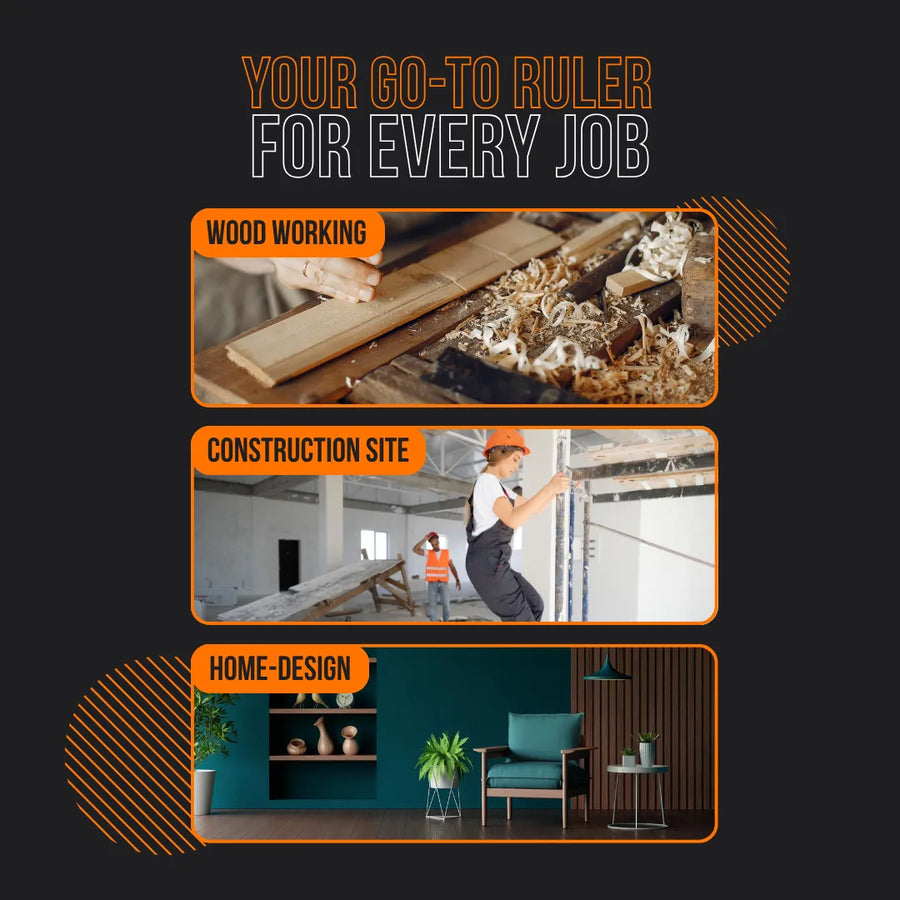 Versatile ruler for woodworking, construction site, and home design projects