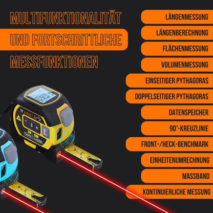 Digital laser tape measure tool with display and multifunction German features list