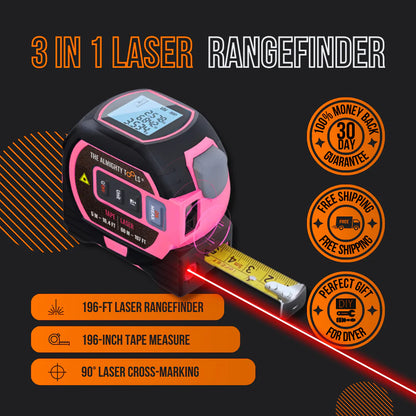 3 in 1 laser rangefinder with digital display, tape measure, and laser cross-marking tool