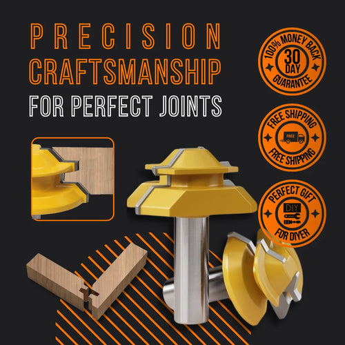 Yellow woodworking router bits for precise joinery, with craftsmanship guarantees and free shipping.