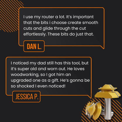 Customer reviews for woodworking router bits tool, yellow metal router bit at bottom right
