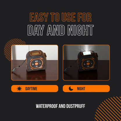 Digital tape measure with LED light, waterproof and dustproof, for day and night use