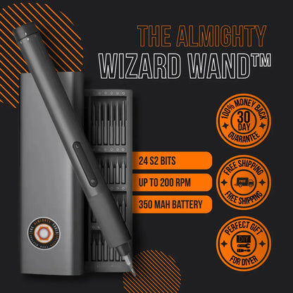 The Almighty Wizard Wand electric screwdriver set with 24 S2 bits and case, DIY tool gift