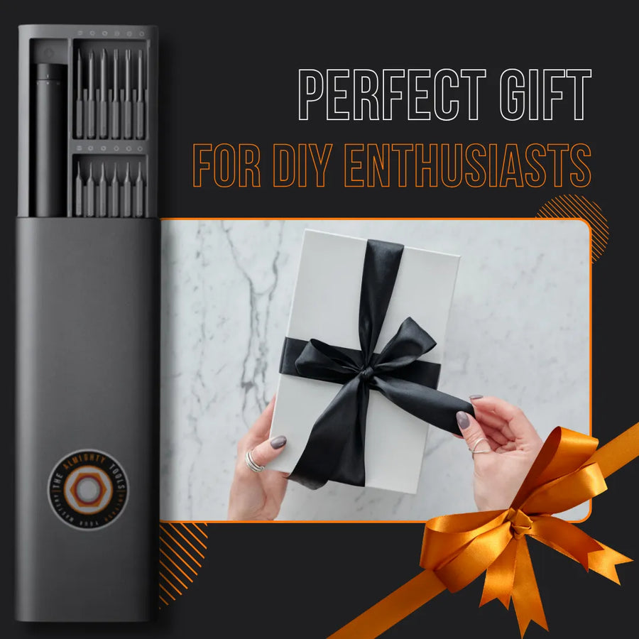 Precision screwdriver set gift box with ribbon, ideal for DIY enthusiasts and tool lovers.